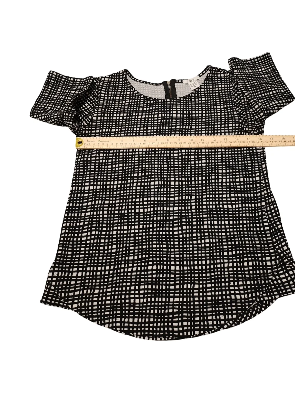 Bar III Black and White Grid Print Blouse - Picture 2 of 7
